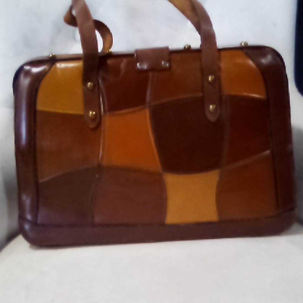 Elegant Leather Patchwork Satchel - image 16